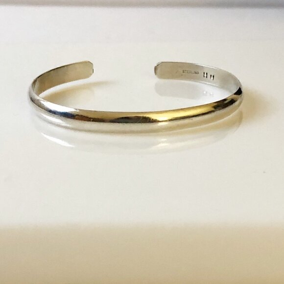 Navajo Herbert Harvey HH Signed Sterling Silver .925 High Polish Cuff Bracelet - Picture 2 of 7